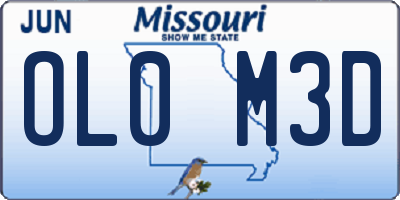 MO license plate OL0M3D