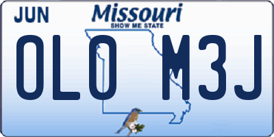 MO license plate OL0M3J