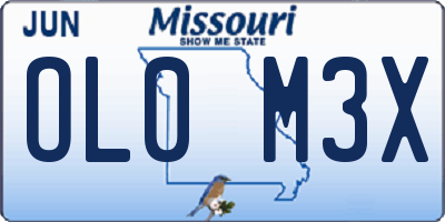 MO license plate OL0M3X