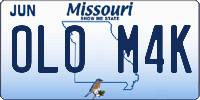 MO license plate OL0M4K