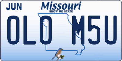 MO license plate OL0M5U