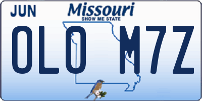 MO license plate OL0M7Z