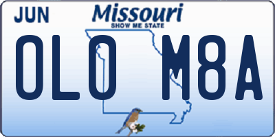 MO license plate OL0M8A