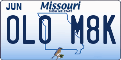 MO license plate OL0M8K