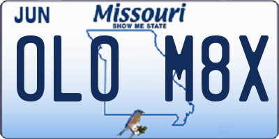 MO license plate OL0M8X