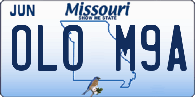 MO license plate OL0M9A