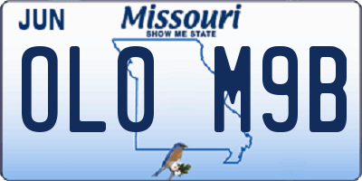 MO license plate OL0M9B
