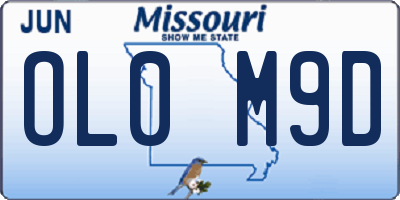 MO license plate OL0M9D