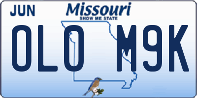 MO license plate OL0M9K