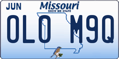 MO license plate OL0M9Q