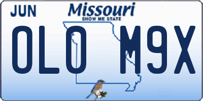 MO license plate OL0M9X