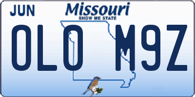 MO license plate OL0M9Z
