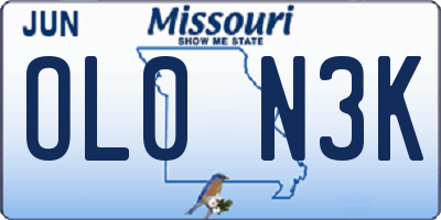 MO license plate OL0N3K