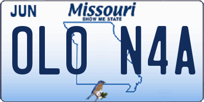 MO license plate OL0N4A