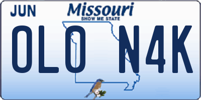 MO license plate OL0N4K
