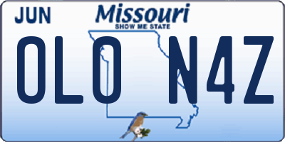 MO license plate OL0N4Z