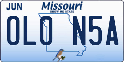 MO license plate OL0N5A