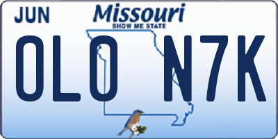 MO license plate OL0N7K