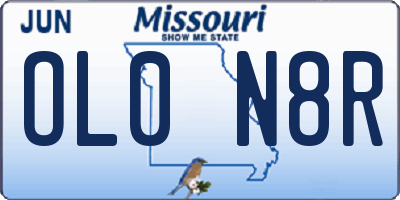 MO license plate OL0N8R