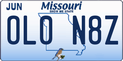 MO license plate OL0N8Z