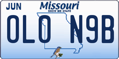 MO license plate OL0N9B
