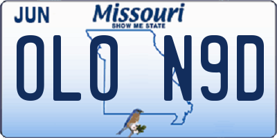 MO license plate OL0N9D