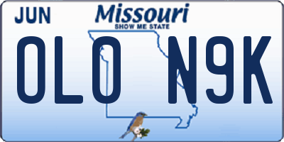 MO license plate OL0N9K