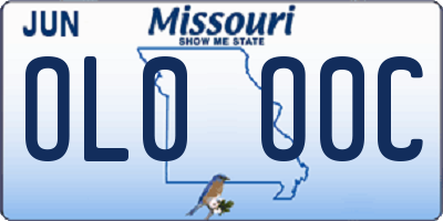 MO license plate OL0O0C