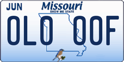 MO license plate OL0O0F