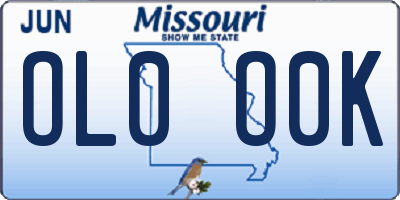 MO license plate OL0O0K