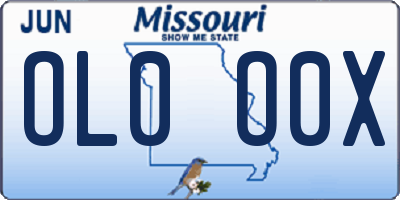 MO license plate OL0O0X