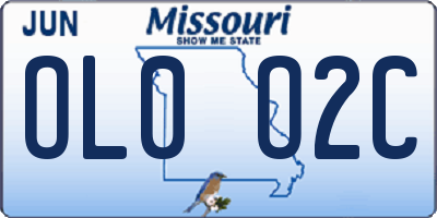 MO license plate OL0O2C