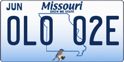 MO license plate OL0O2E