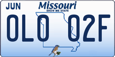 MO license plate OL0O2F