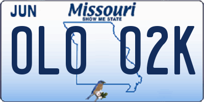 MO license plate OL0O2K