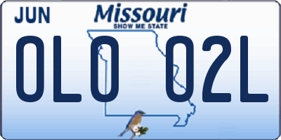 MO license plate OL0O2L