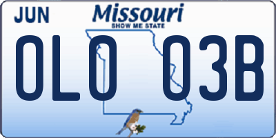 MO license plate OL0O3B