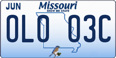 MO license plate OL0O3C