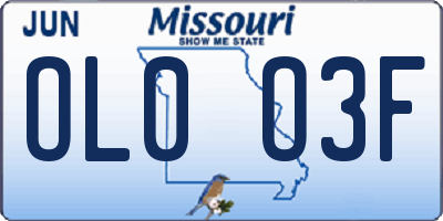 MO license plate OL0O3F