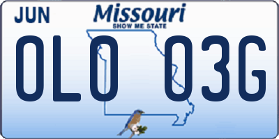 MO license plate OL0O3G