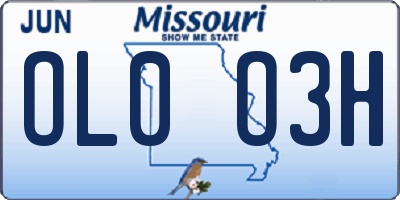 MO license plate OL0O3H