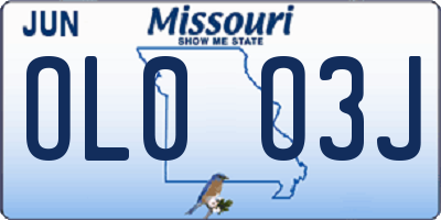 MO license plate OL0O3J