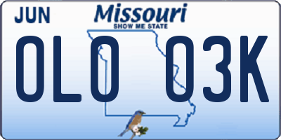 MO license plate OL0O3K