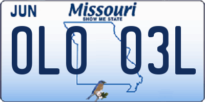 MO license plate OL0O3L