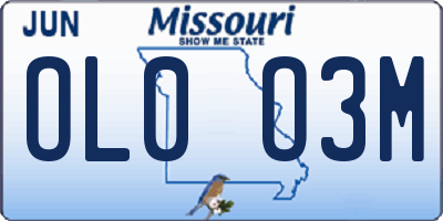 MO license plate OL0O3M