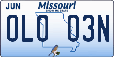 MO license plate OL0O3N