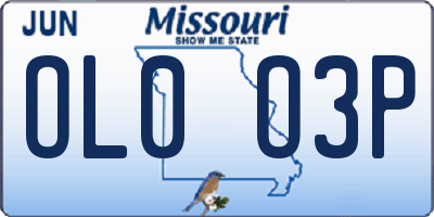 MO license plate OL0O3P