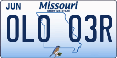 MO license plate OL0O3R