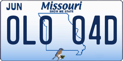 MO license plate OL0O4D