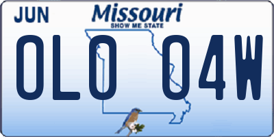 MO license plate OL0O4W